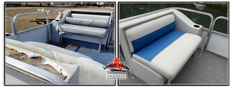 Loonie Toons Pontoons and Power Sports Pontoon Boat Upholstery Repair, Update and Modification